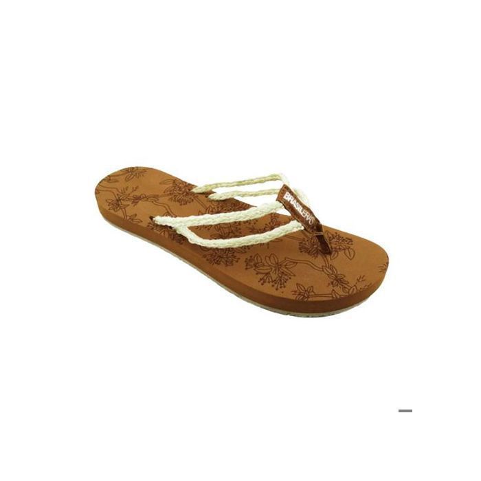 Tongs Brasileras Double Confort pour Femmes - Blanc/Brun, Taille 35/36 - Élégance et Confort Brésiliens