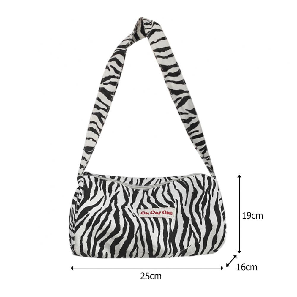 Sac à main décontracté en toile pour femme, cabas tendance à imprimé zèbre, pochette idéale pour les voyages et la ville, sac bandoulière pour femme et fille