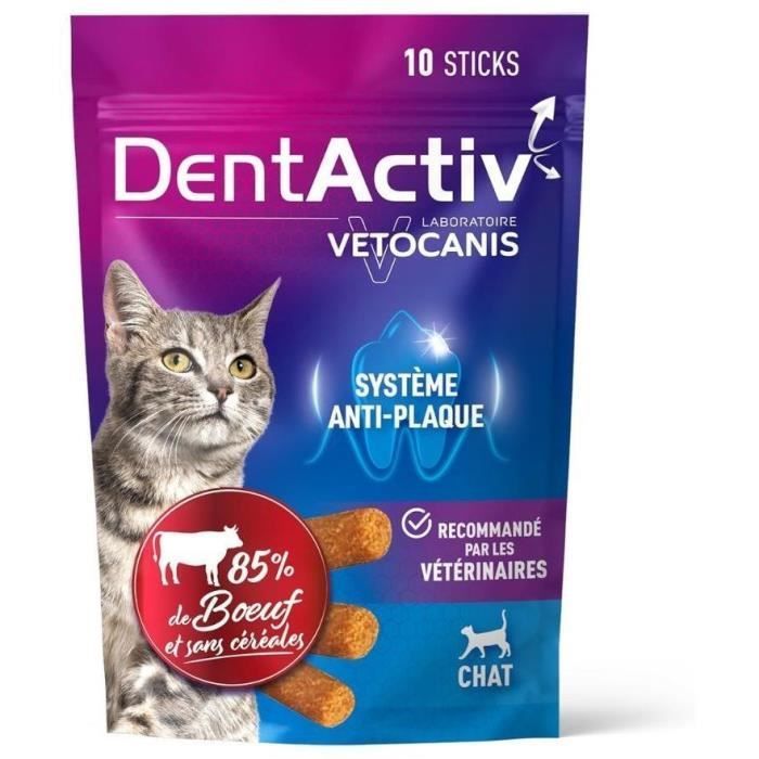 DentActiv - 10 barritas - VETOCANIS - Higiene bucal de res para gatos