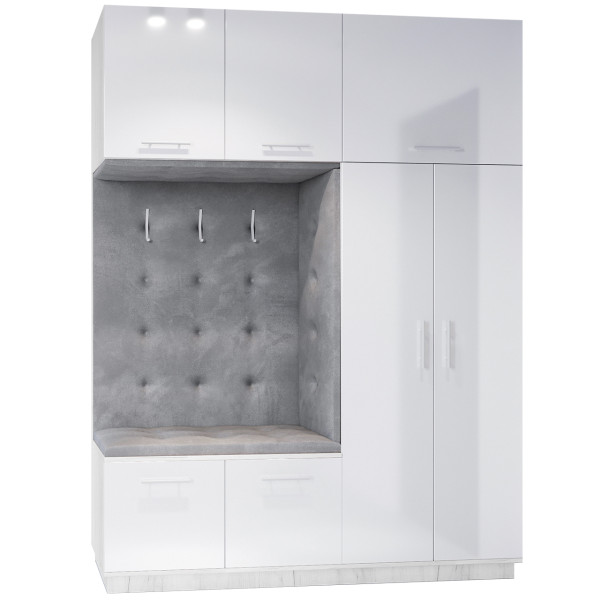 Garderoba lewa CRENON 2 craft biały / biały połysk