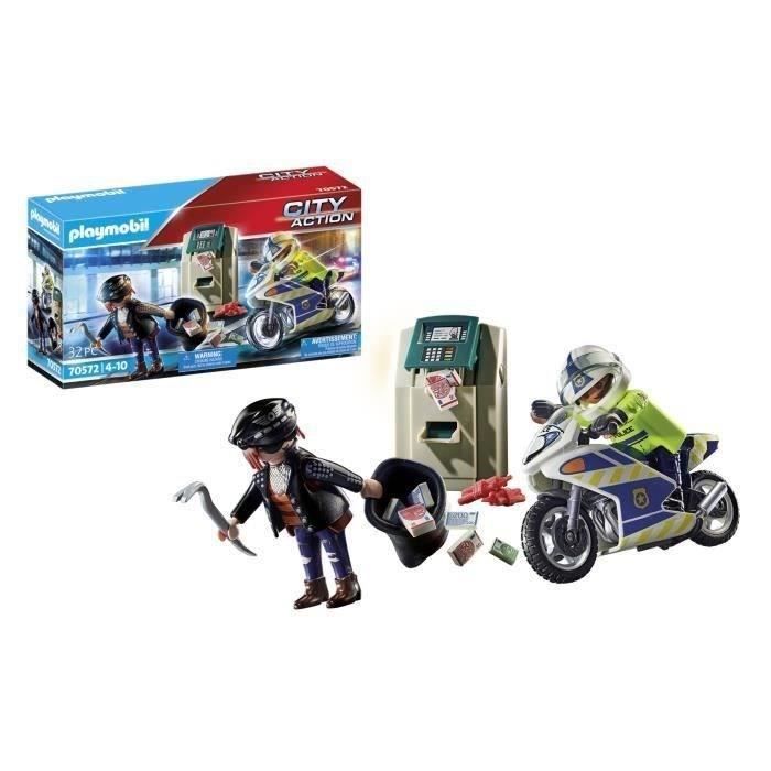 PLAYMOBIL 70572 Policier en moto et voleur, City Action, Les policiers, Dès 4 ans