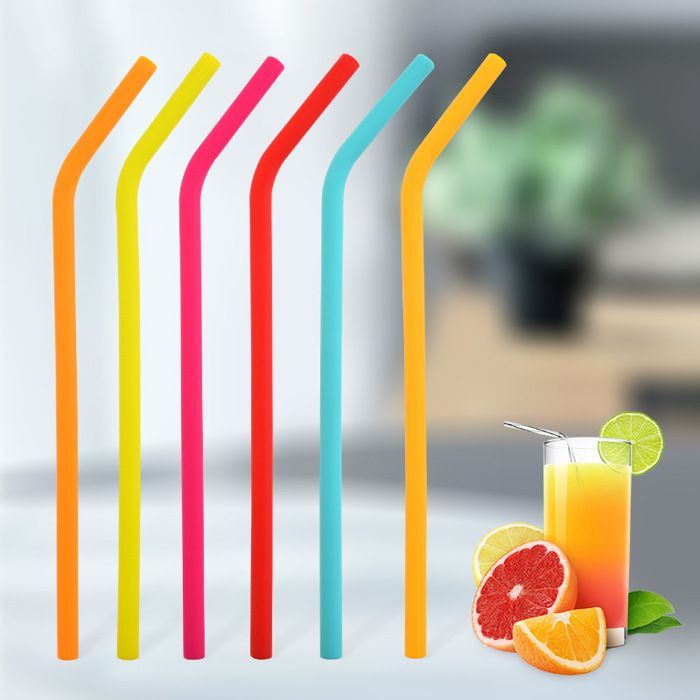 Reusable silicone straws - XVX - 12 pieces - 25 cm - Inner diameter 5 mm - Outer diameter 8 mm