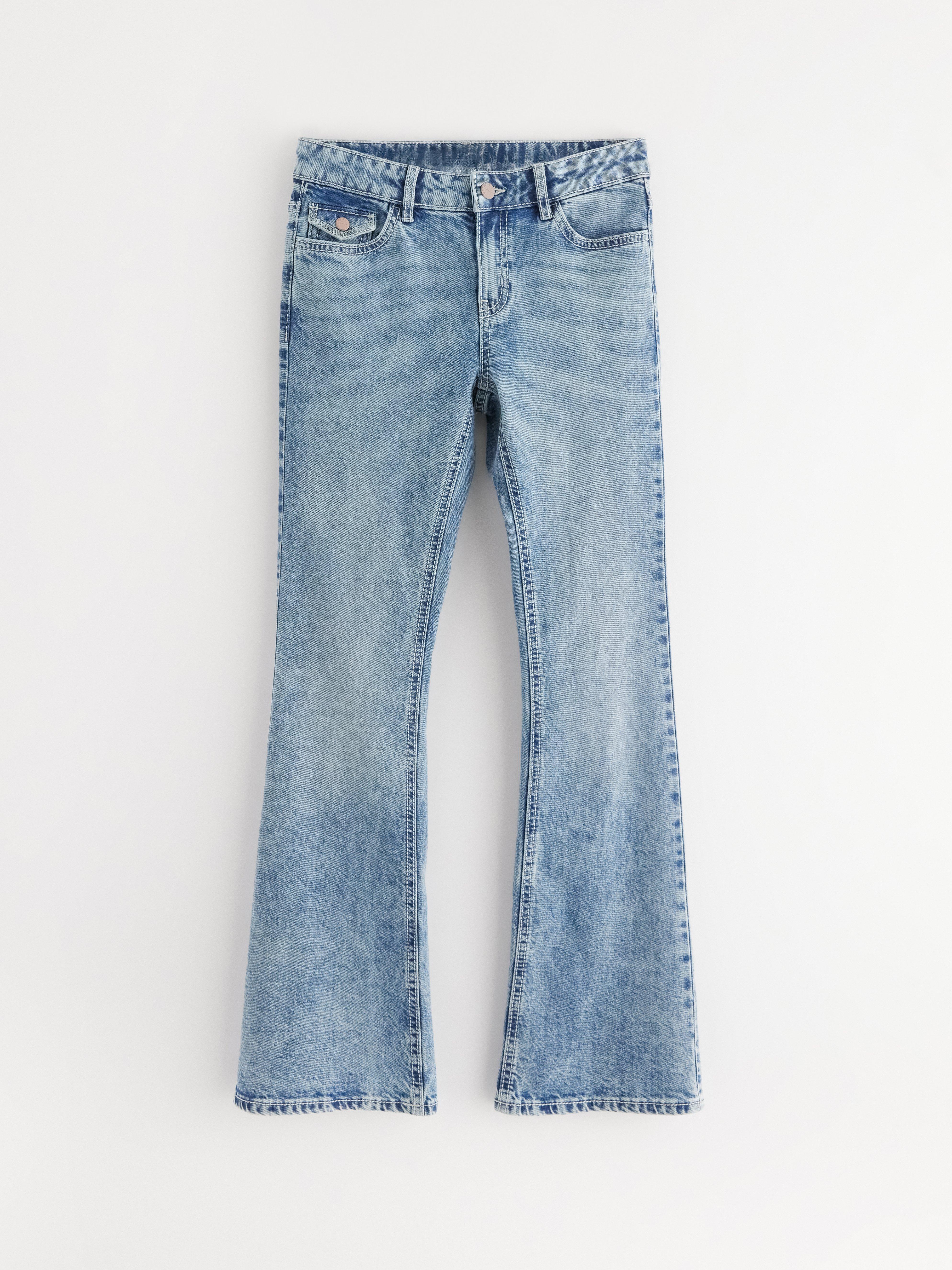 Blugi FREJA cu croială evazată și broderie Denim