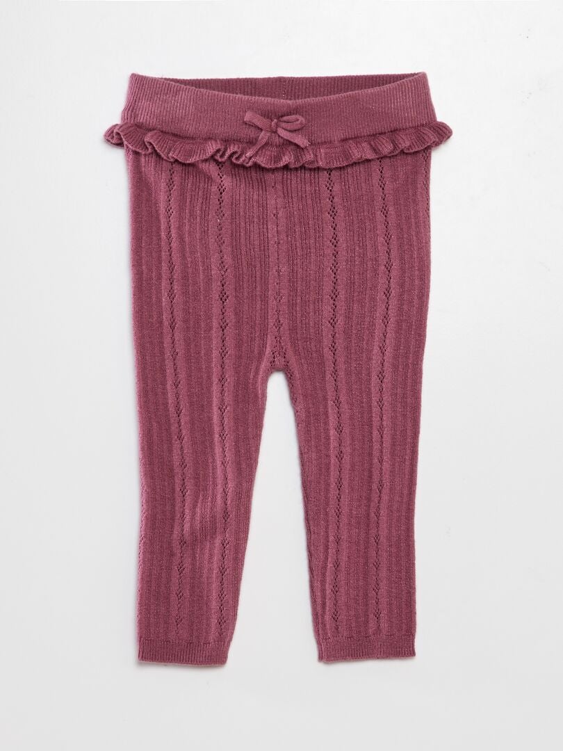 Opengebreide legging en sokken - ROZE
