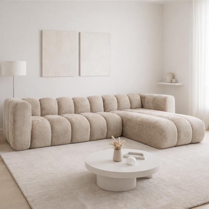 Sofá de canto reversível GRAVITY, de 4 a 5 lugares – Tecido texturizado taupe – 290 cm