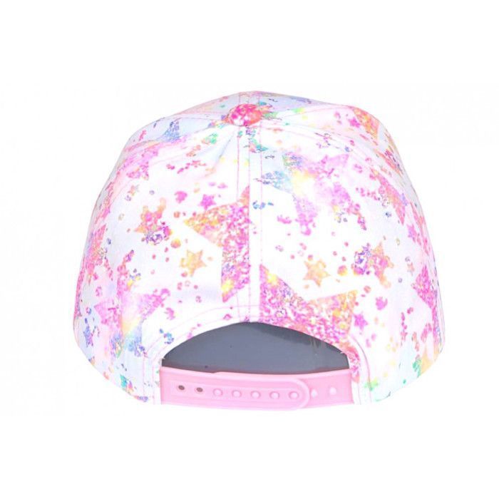 Cappellino hip hop per bambini - Cappellino con stelle multicolore per ragazze - Rosa arcobaleno NY - Età 7-12 anni - Rosa