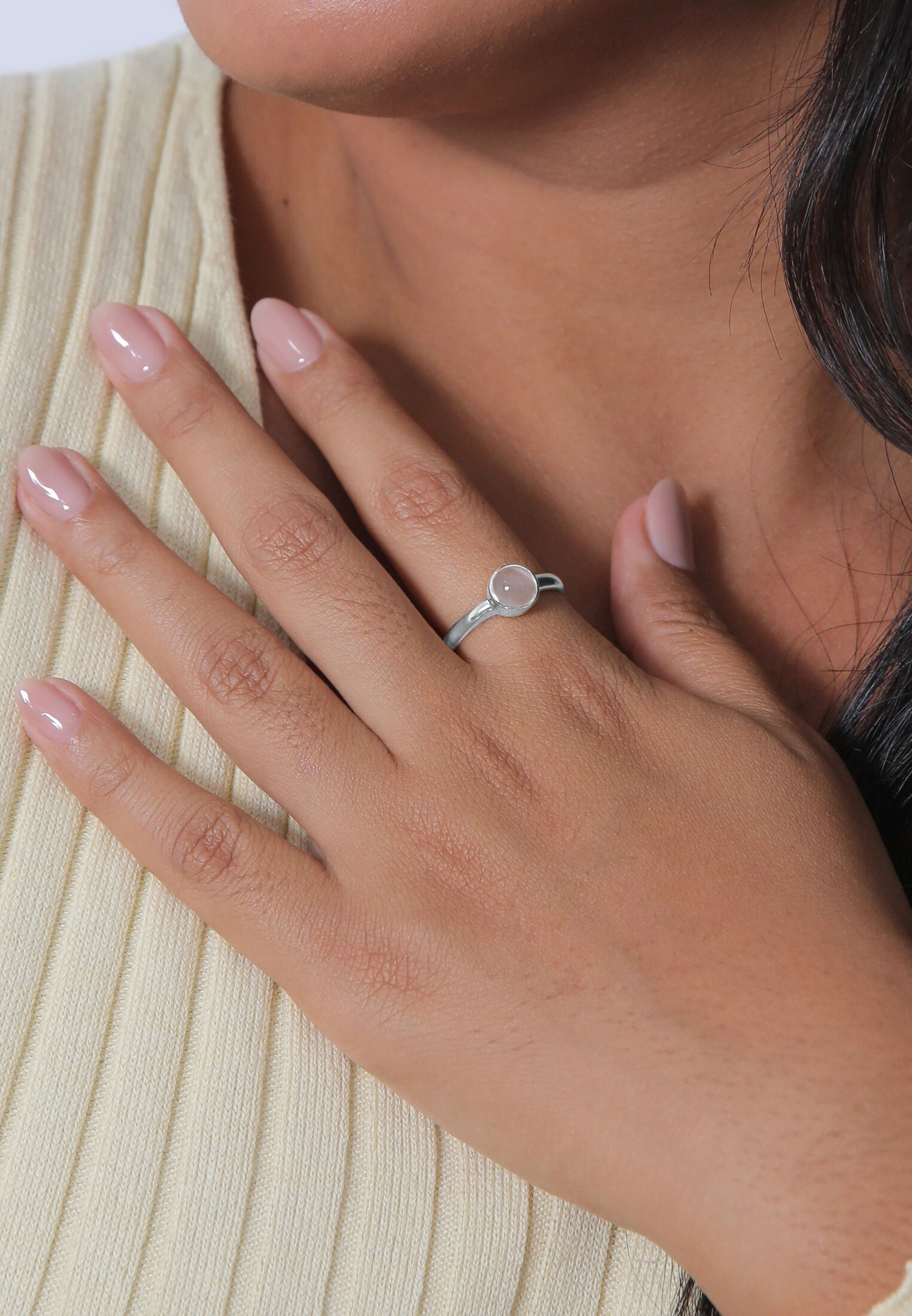Elli Femmes Solitaire avec Pierre de Lune en Argent Sterling 925
