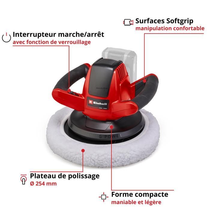 Einhell CE-CB 18/254 Li Cordless Polisher - Solo PXC (18V, 254mm Polishing Disc) Supplied without Battery or Charger