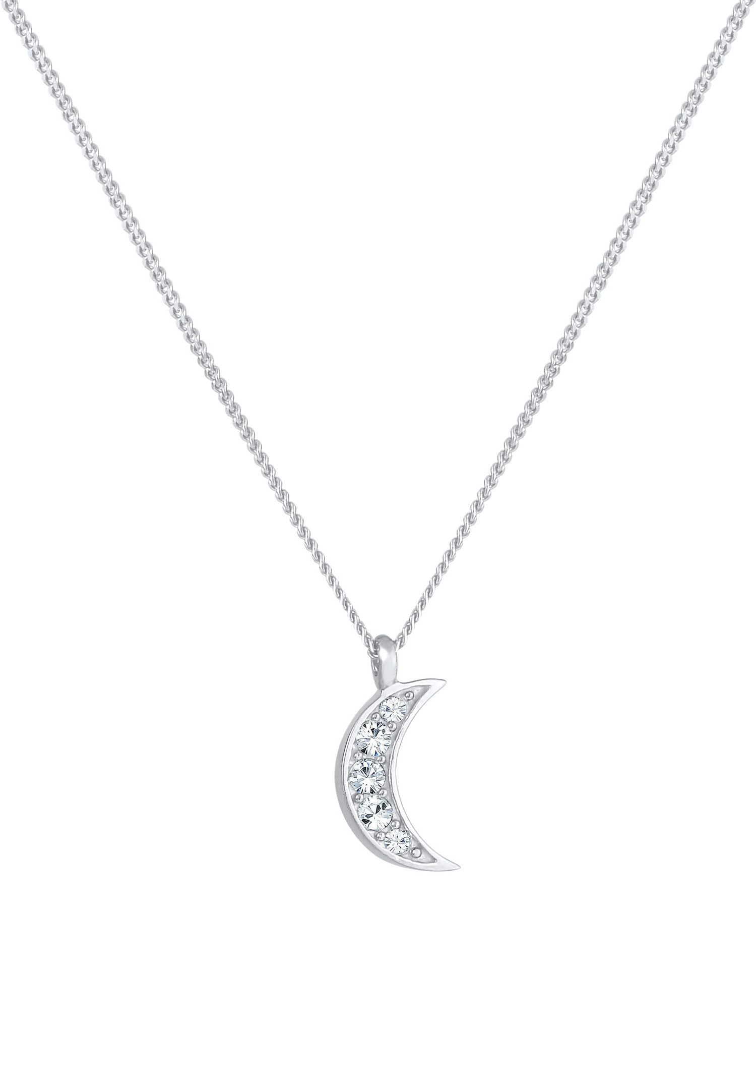 Elli Femmes demi-lune pendentif Astro Look tendance avec cristaux en argent sterling 925