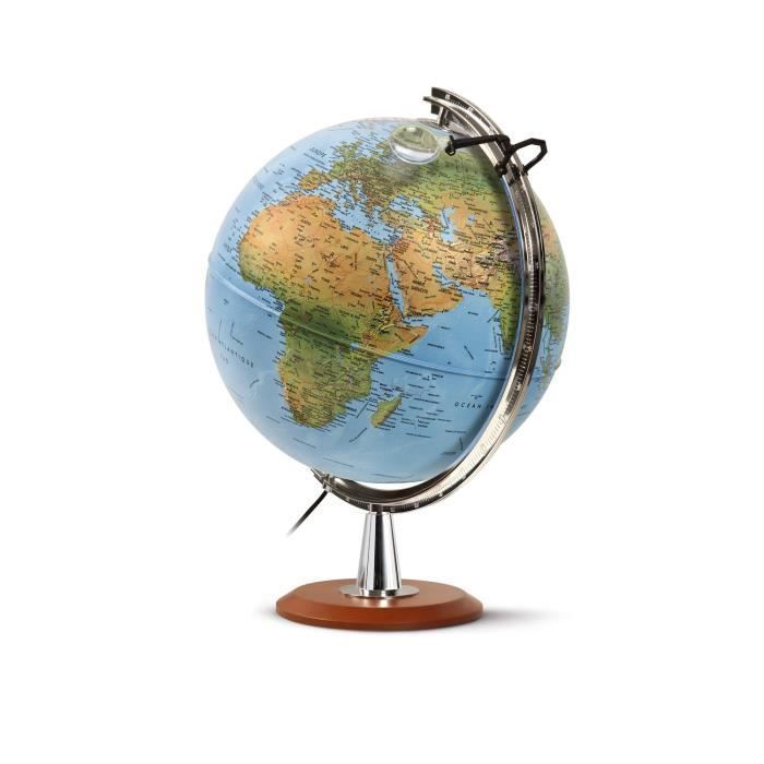 Globo terráqueo iluminado - JPC - 40 cm - Azul - Física / Política - Lupa