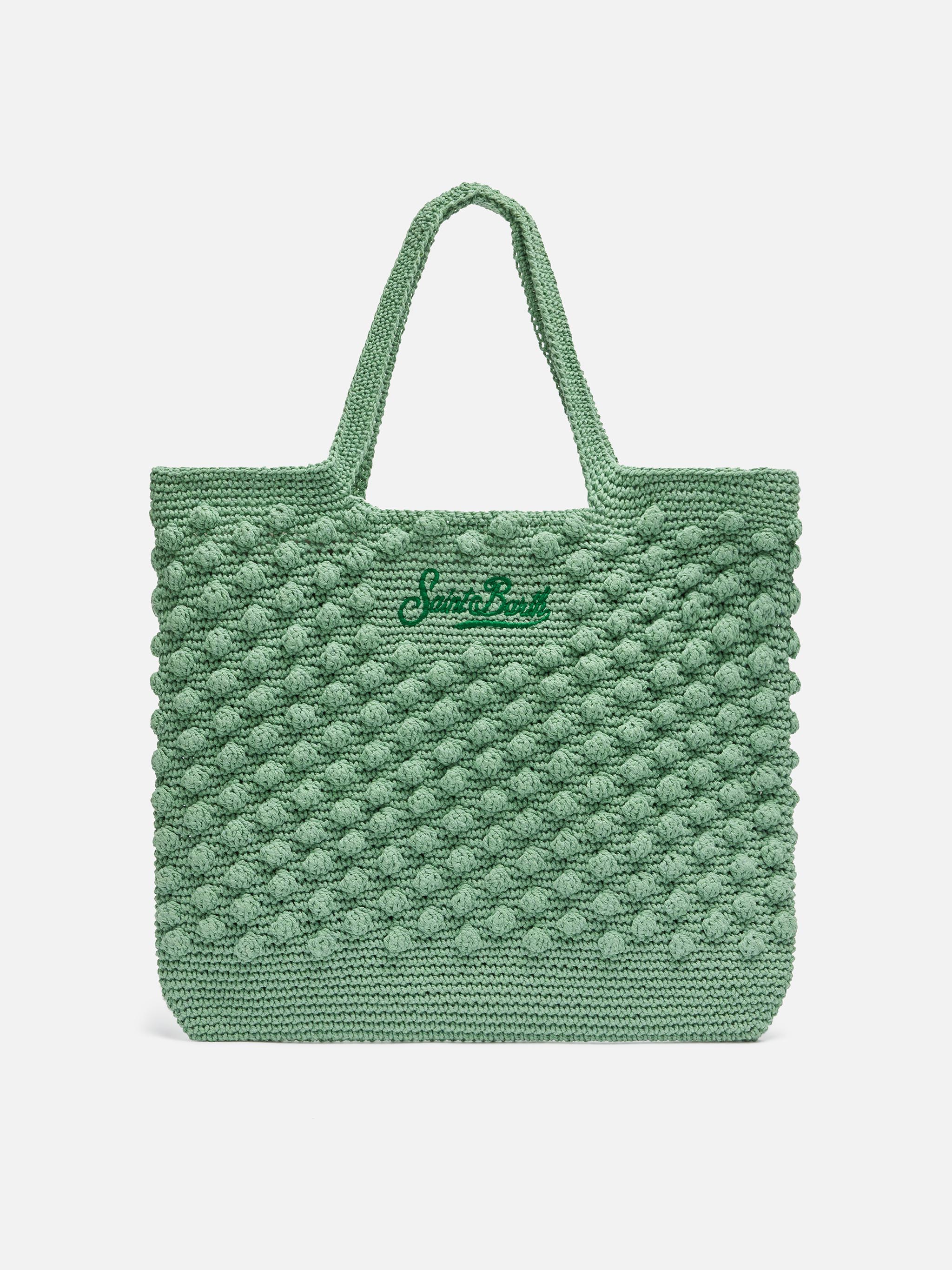 Saliegroene gehaakte tas