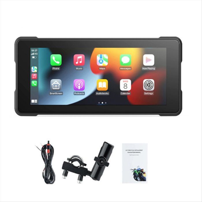 Pantalla portátil Bluetooth para motocicleta de 6,86 pulgadas con navegación GPS, resistente al agua IP68, inalámbrica, compatible con CarPlay, Android Auto y reproductor MP5.