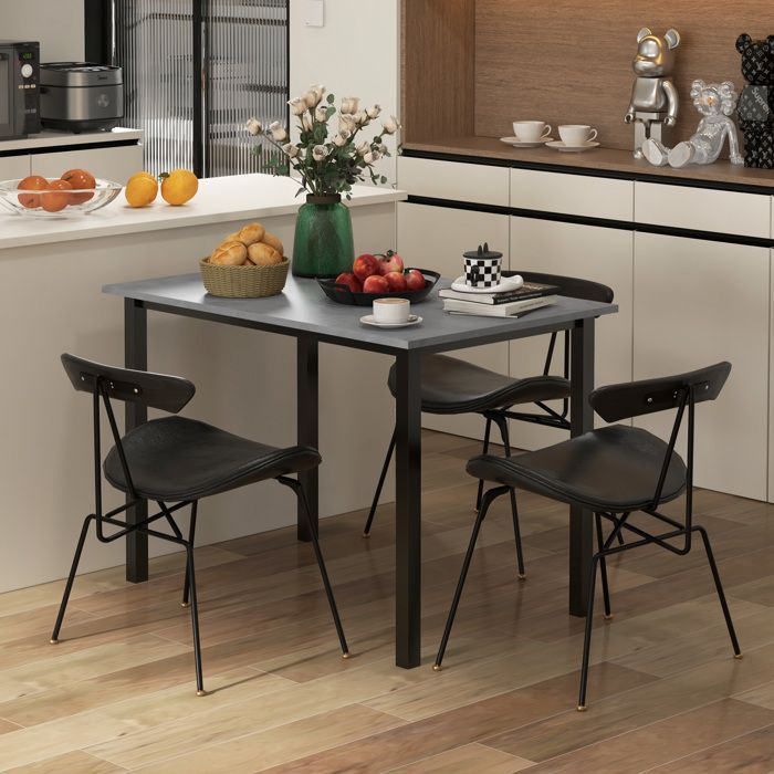Mesa de comedor extensible - mesa de cocina - HOMCOM - diseño moderno con amplia superficie, capacidad para 6 personas - acero - gris oscuro