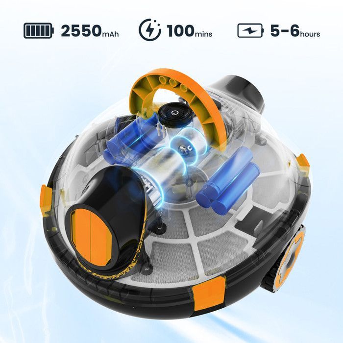 EVERCROSS BOT Y10 Robot Piscine, Robot Piscine sans Fil pour Le Nettoyage des Sols, 100Min & 120m² (Noir)