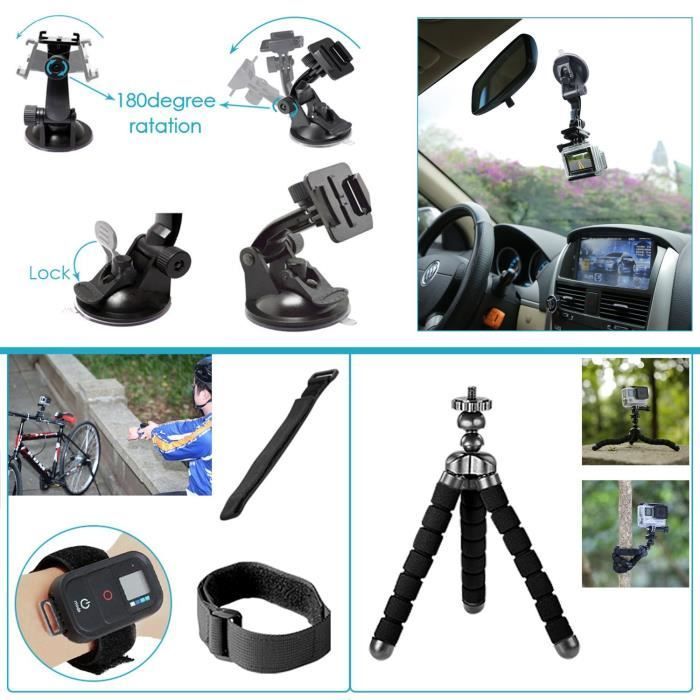 Kit di accessori 50 in 1 per action camera compatibile con GoPro Hero 4/5 Session, Hero 1/2/3/3+/4/5, SJ4000/5000, Nikon e Sony.