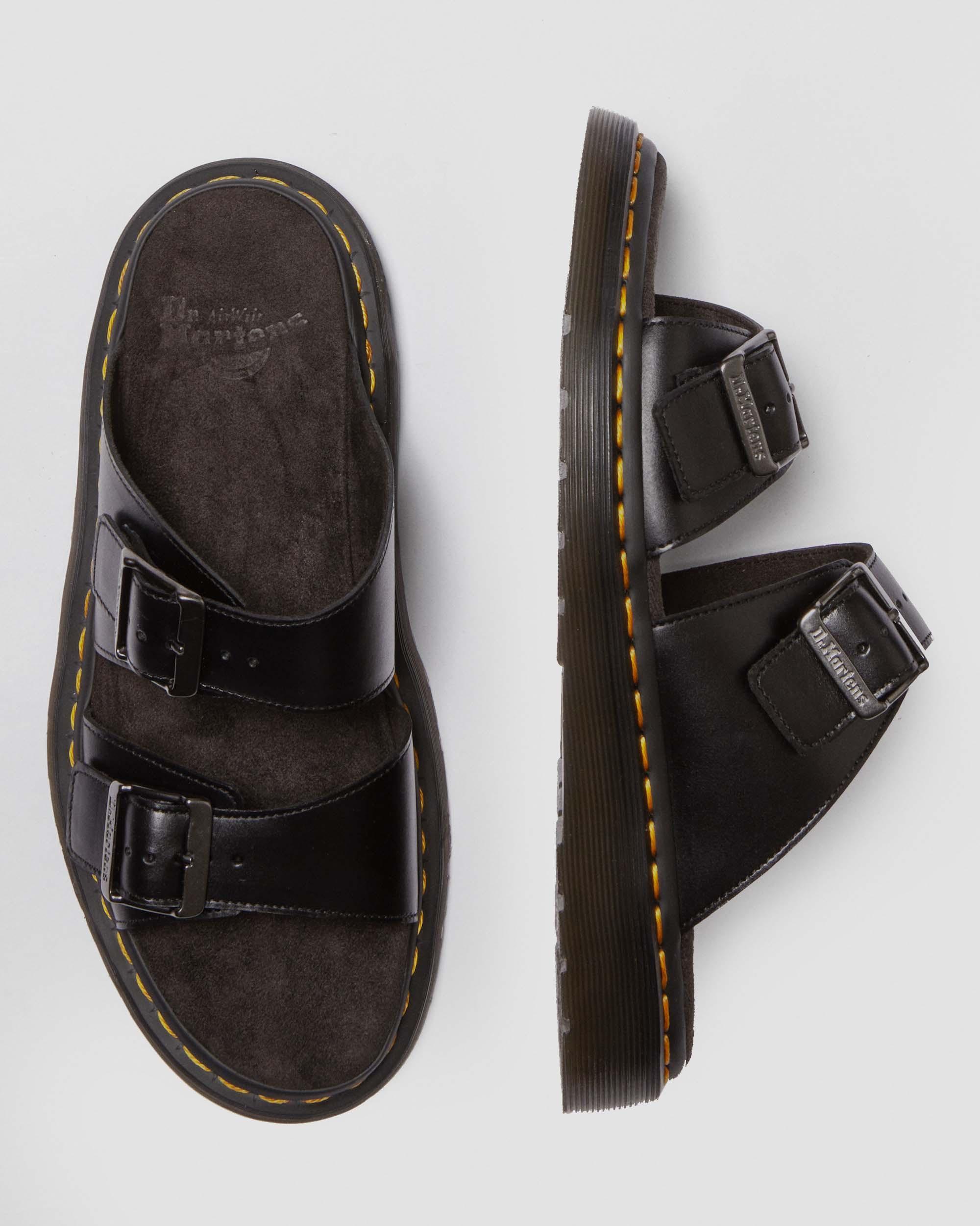Josef Analine Leather Buckle Slide Sandals