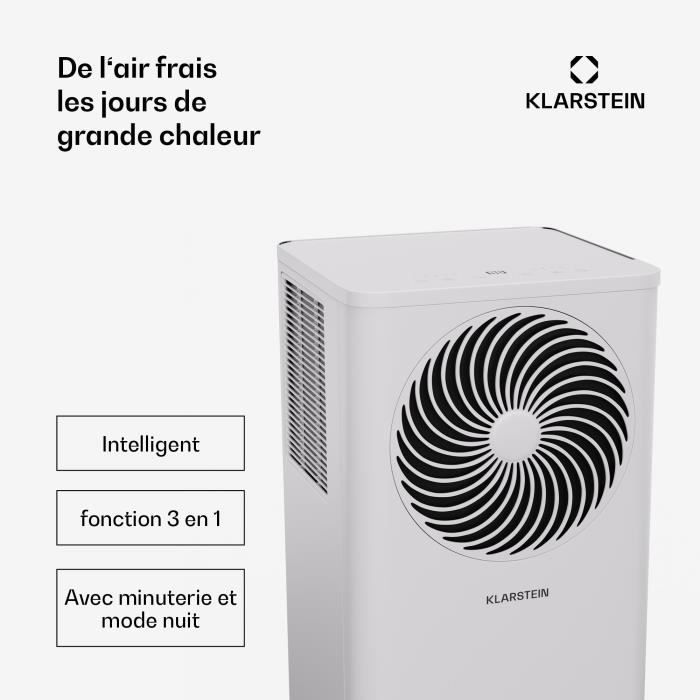 Aire acondicionado portátil - KLARSTEIN - Aero Ring 9K - 9000 BTU - 3 en 1 - Blanco