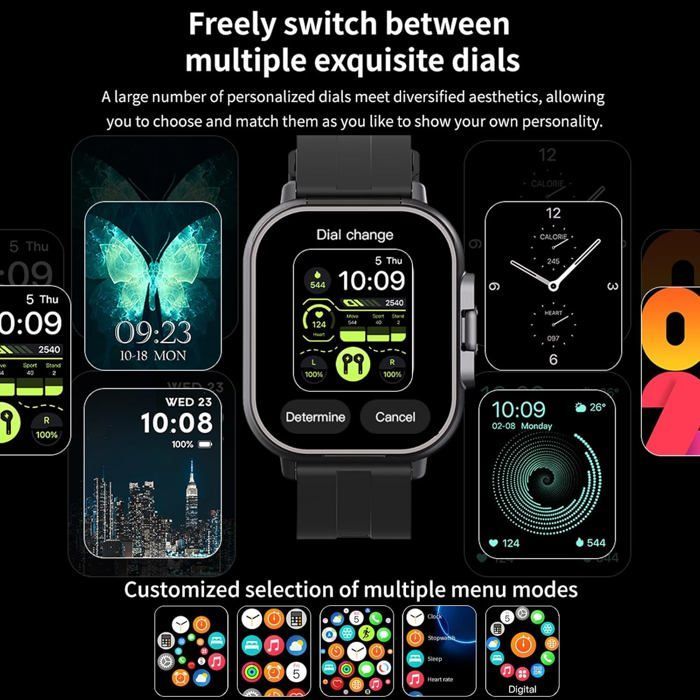 Montre Connectée avec Écouteurs Intégrés Écran HD 2,01