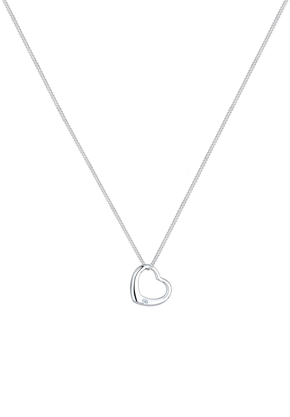 Elli DIAMONDS Femmes Pendentif Coeur avec Diamant (0.03 ct.) en Argent Sterling 925