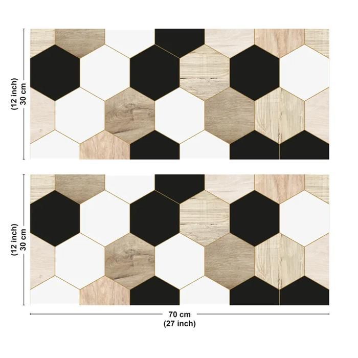 Crédence pour salle de bain en PVC style bois carreaux de ciment beige et noir 140x30 cm (en 2 bandeaux) - 99 Déco