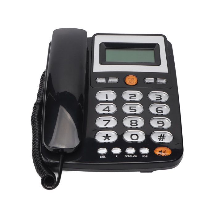 Telefono fisso con tasti grandi e funzione vivavoce, luminoso schermo LCD, ideale per gli anziani.
