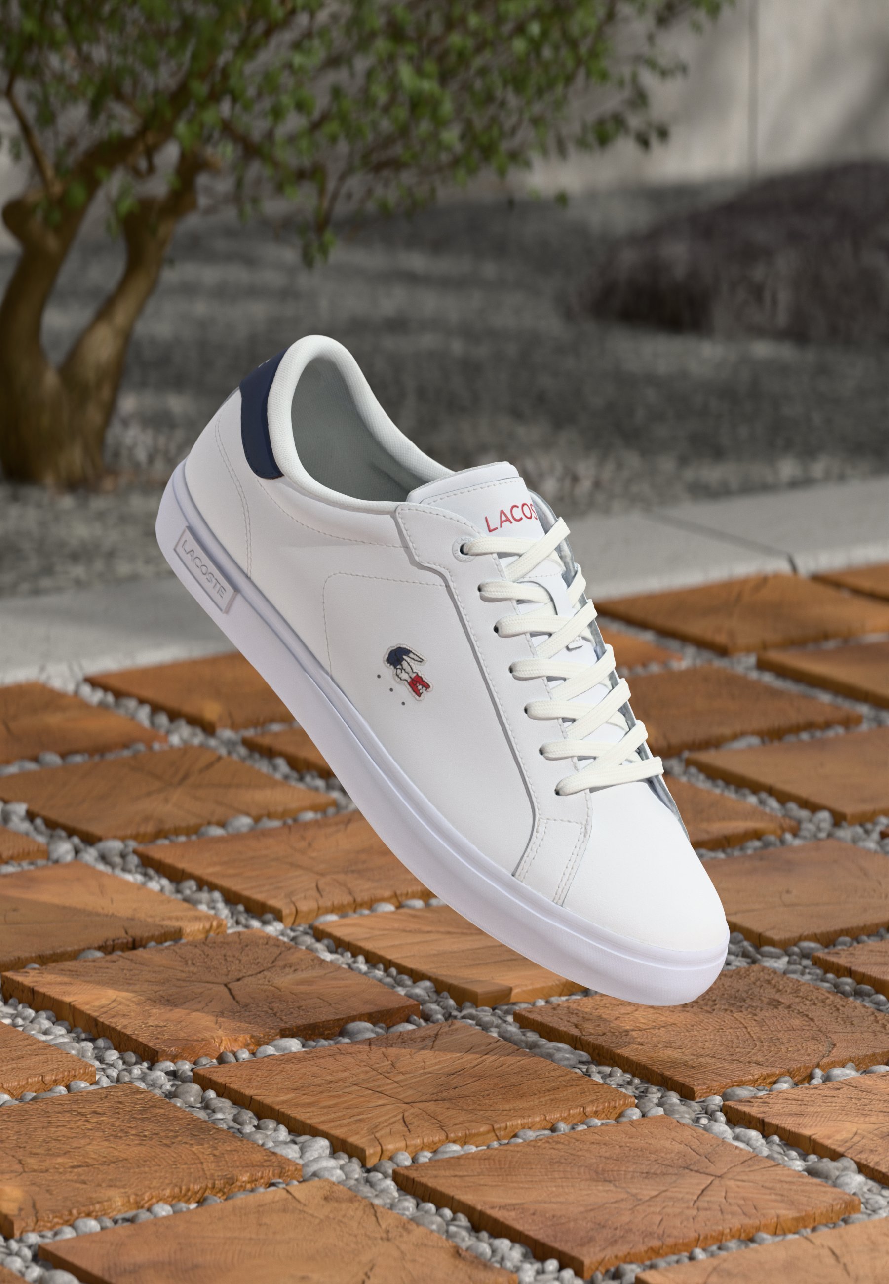 Baskets Lacoste POWERCOURT 125 - blanc/marine/rouge