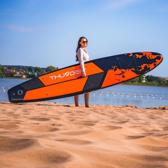THUNDER® Tavola da Stand Up Paddle gonfiabile per touring | Accessorio completo | 365 cm | PVC | Stile EARTH | Arancione