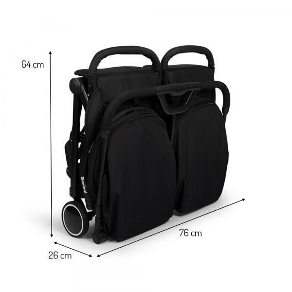 Poussette Double Buggy - BANINNI Adige - Pour Duos et Jumeaux - Gris - 0 à 36 mois - Jusqu'à 15Kg