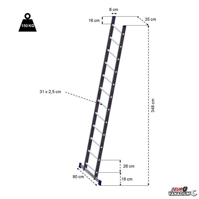 Échelle simple aluminium 3,48 m