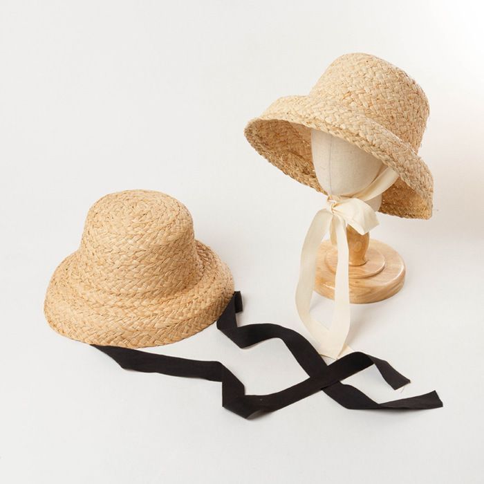FUNMOON Sombrero de sol de paja y rafia hecho a mano para niño, estilo retro, ala plana, plegable, ideal para viajes y vacaciones - 588021