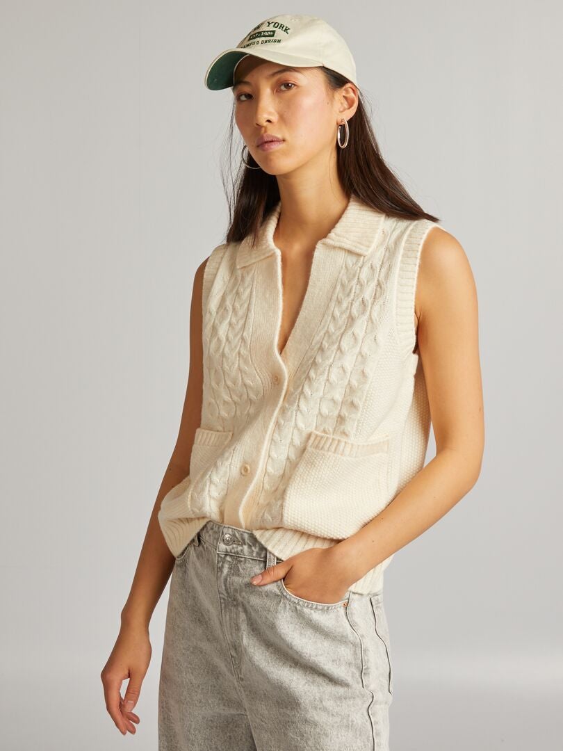 Gebreid vest - WIT