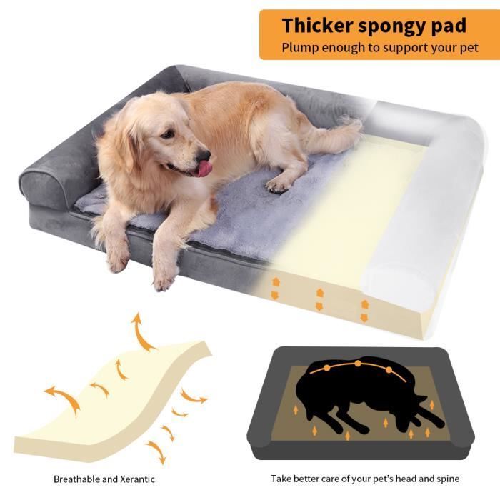 Panier Chien Orthopédique - Canapé - 80x60x18cm - Imperméable - Antidérapant - Déhoussable