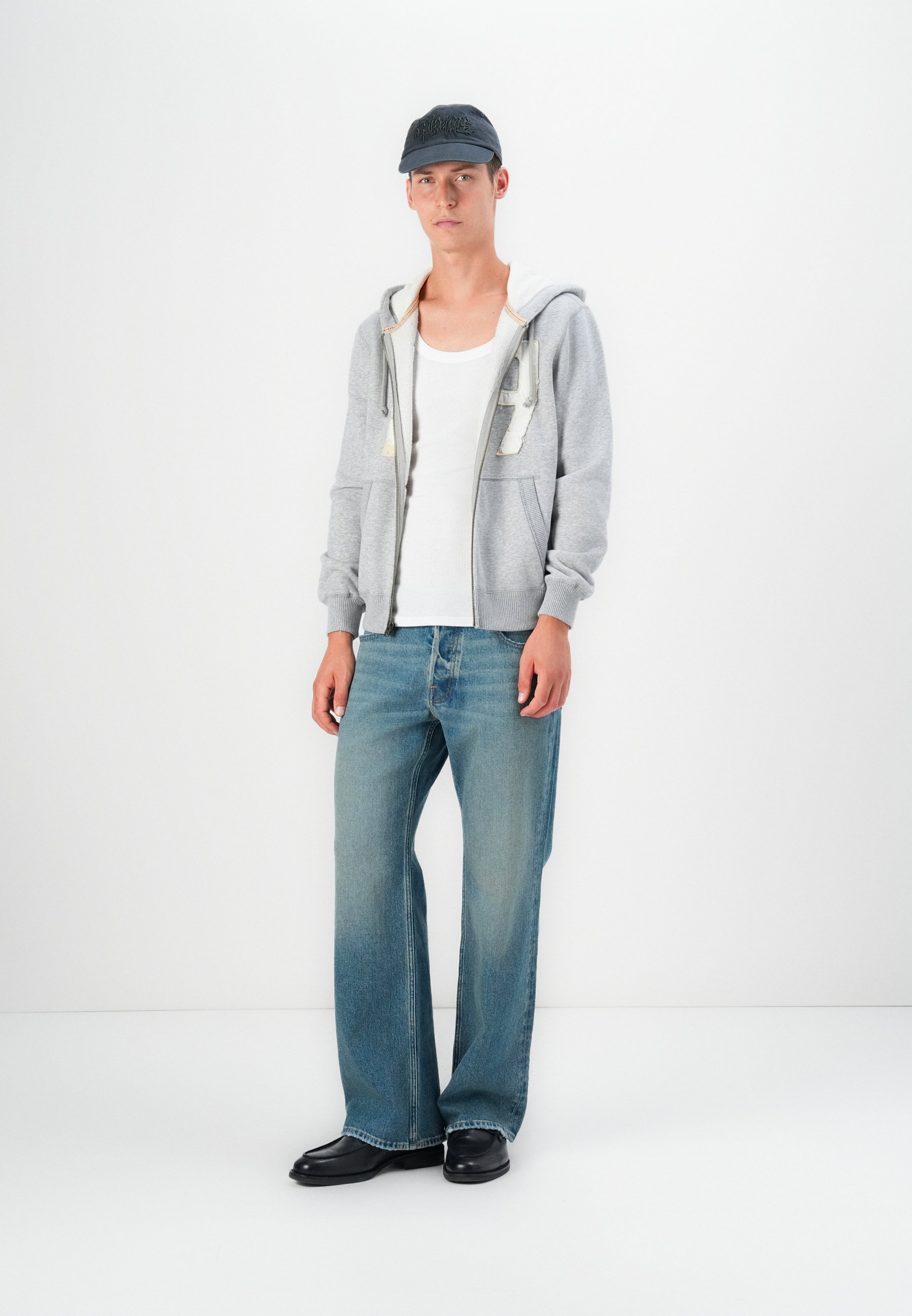 Hollister Co. SHRUNKEN WAFFLE LINED - Mikina s kapucí - black