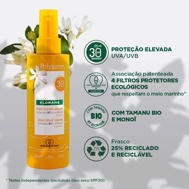 Klorane Tamanu BIO ja Monoi Sublime -aurinkovoidesuihke SPF30 200 ml vartalon aurinkovoidesuihke