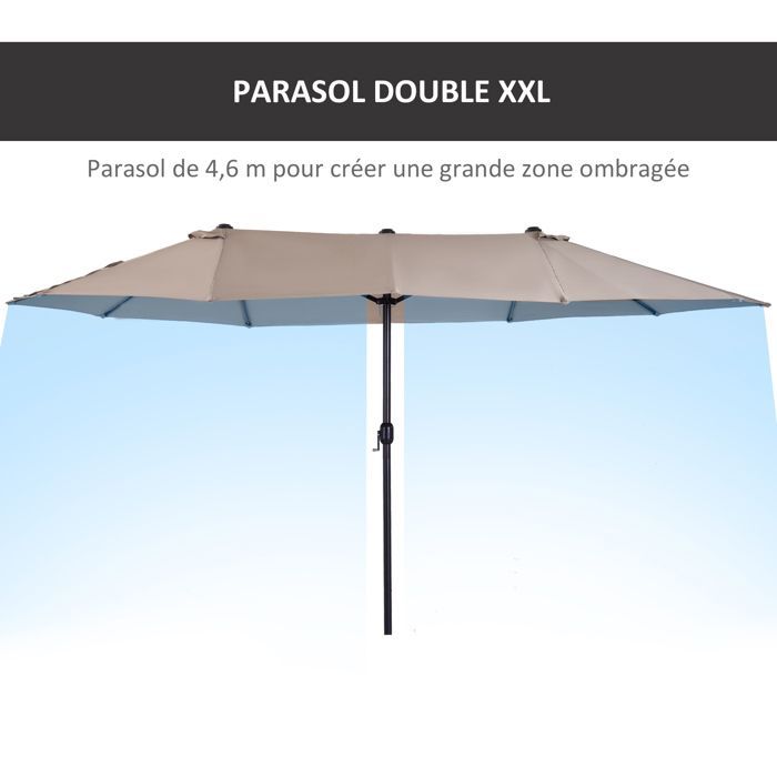 Outsunny - Parasol - Staal - 460x270x240cm - Bruin