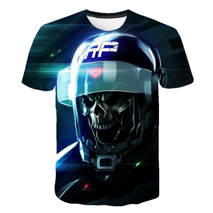 Maglietta con teschio, maglietta con scheletro, maglietta punk, magliette con pistola, maglietta con stampa 3D, abbigliamento vintage da uomo, top estivi, taglie forti fino alla 6XL