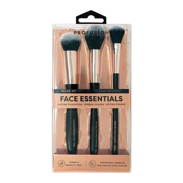 Profusion Cosmetics Face Essentials - 3-delige gezichtsborstelset