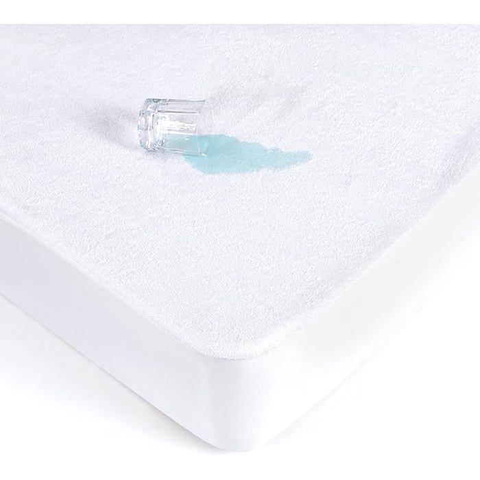 Protetor de colchão impermeável para cama de casal 180 x 200 cm em microfibra - Protetor de colchão macio em tecido atoalhado com lençol de microfibra 180 x