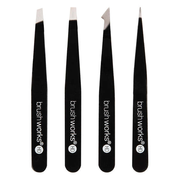 Brushworks 4-teiliges Kombinationspinzetten-Set – Schwarz