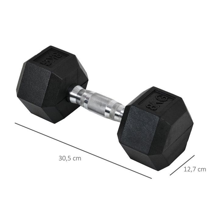 Juego de mancuernas - HOMCOM - Total 2 x 8 kg Entrenamiento de peso Fitness Hombres Mujeres Cardio - Metal Goma - Negro