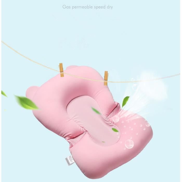 Colchoneta flotante para baño de recién nacidos, almohadilla para bañera de bebé, silla y estante, cojín de soporte para asiento de bañera infantil, alfombrilla para niños - Rosa