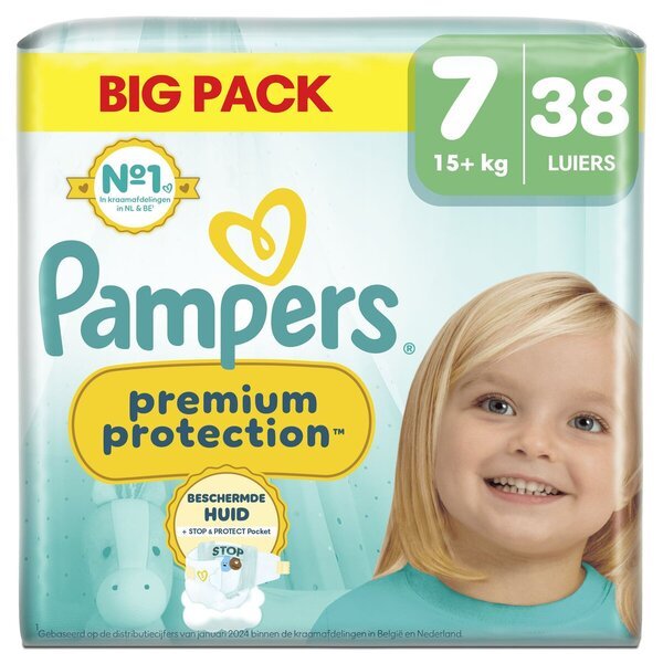 „Pampers Premium Protection“ 7 dydžio sauskelnės<br>7 dydis (15+ kg), 38 vnt.