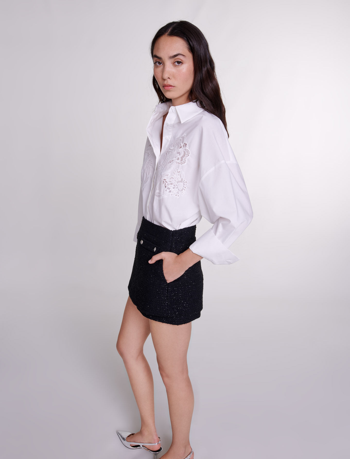 Tweed shorts - Zwart