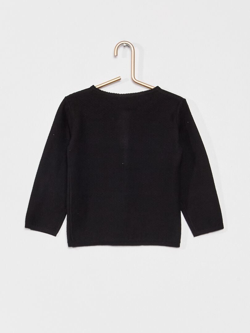 Gebreid vest met patroon - Zwart