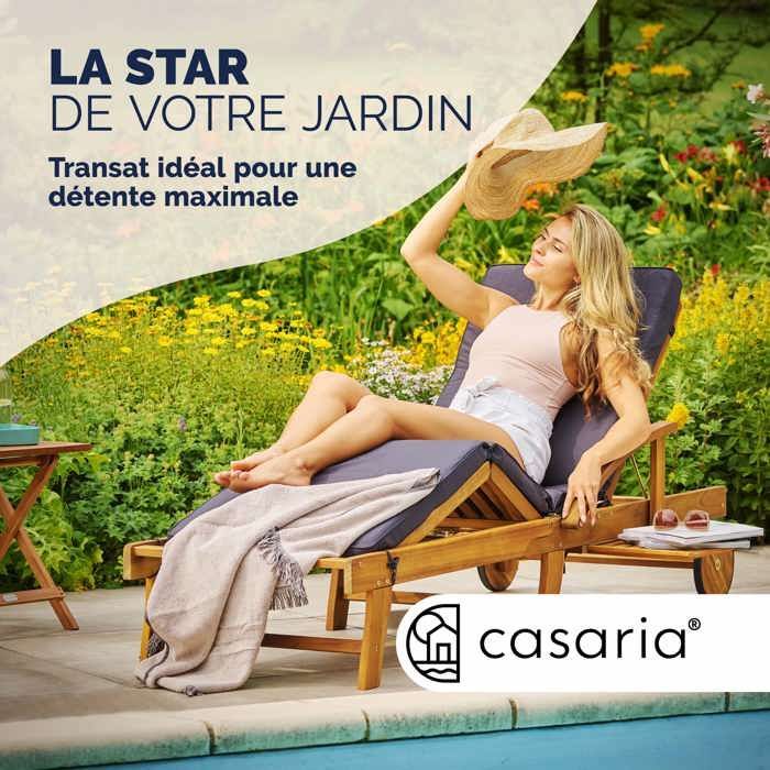 CASARIA® 2 tumbonas Tami Sun de madera de acacia con ruedas para tomar el sol en exteriores, jardín o terraza.