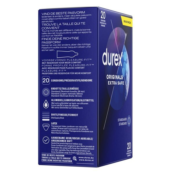 „Durex Originals Extra Safe“ prezervatyvai<br>Medicinos prietaisas – 20 vnt.