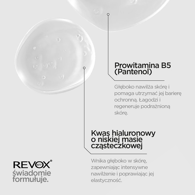 Revox B77 JUST drėkinamasis 5 % hialurono rūgšties skystis veidui ir kaklui