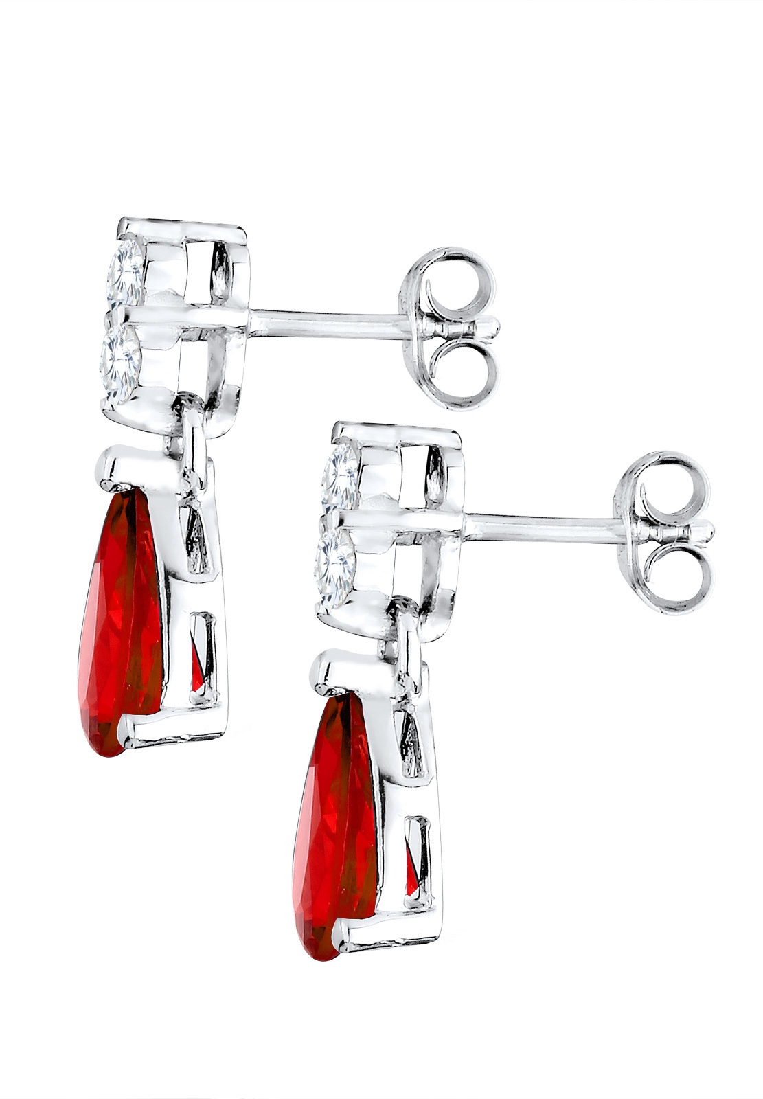 Elli Femmes Pendentif d'oreilles Goutte Élégant Rouge avec Cristaux de Zirconium en Argent Sterling 925