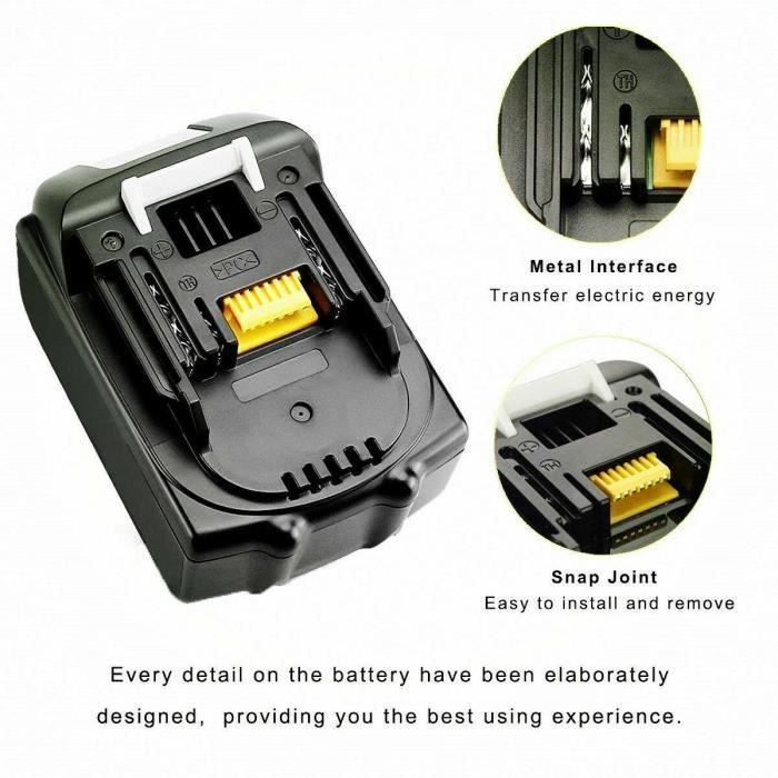 Batterie de Remplacement Li-ion 18V 6.0Ah pour Makita BL1860 - Autonomie 2h