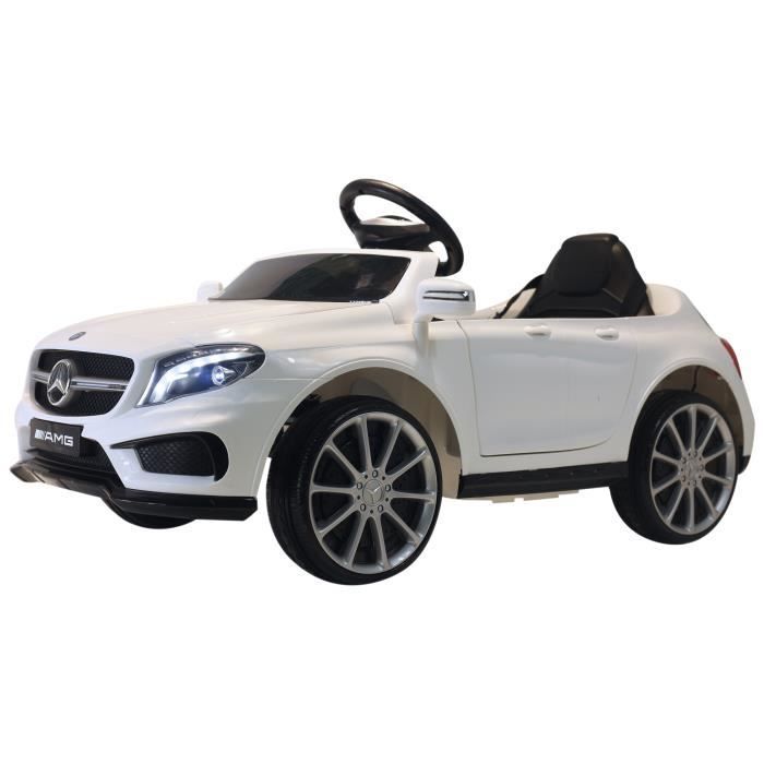Coche eléctrico infantil, 6V 15W, velocidad máxima 7 km/h, mando a distancia, efectos de sonido y luz, blanco, Mercedes GLA AMG